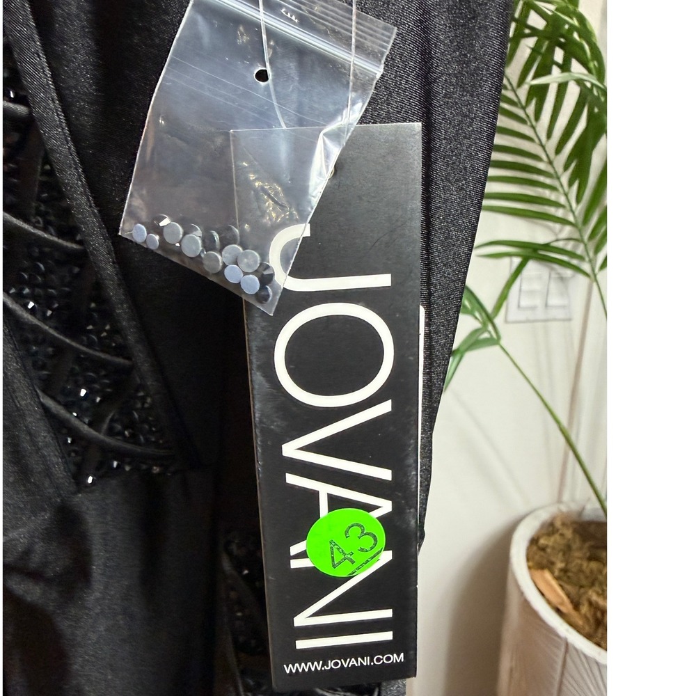 Jovani Black Halter Neck Beaded High Slit Prom Evening Gown Size 8 - Picture 4 of 14